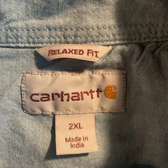 Men’s Carhartt light blue, short sleeve button up. Washed, never worn. Size 2XL - Picture 2 of 8